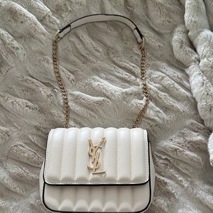 Yves Saint Laurent White Quilted Shoulder Bag with Gold Chain
